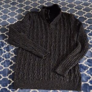 Tasso Elba Dark Gray Cable Knit Turtleneck Sweater